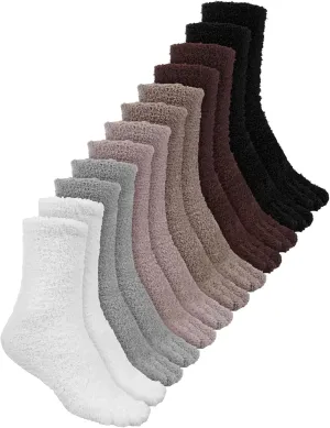 6 Pairs Women Toe Socks Fuzzy Fluffy Socks with Toes Separated for Women Men Running Athletic