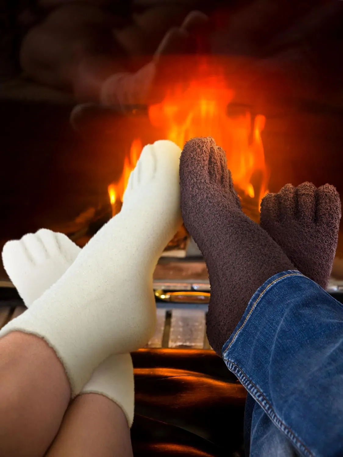 6 Pairs Women Toe Socks Fuzzy Fluffy Socks with Toes Separated for Women Men Running Athletic