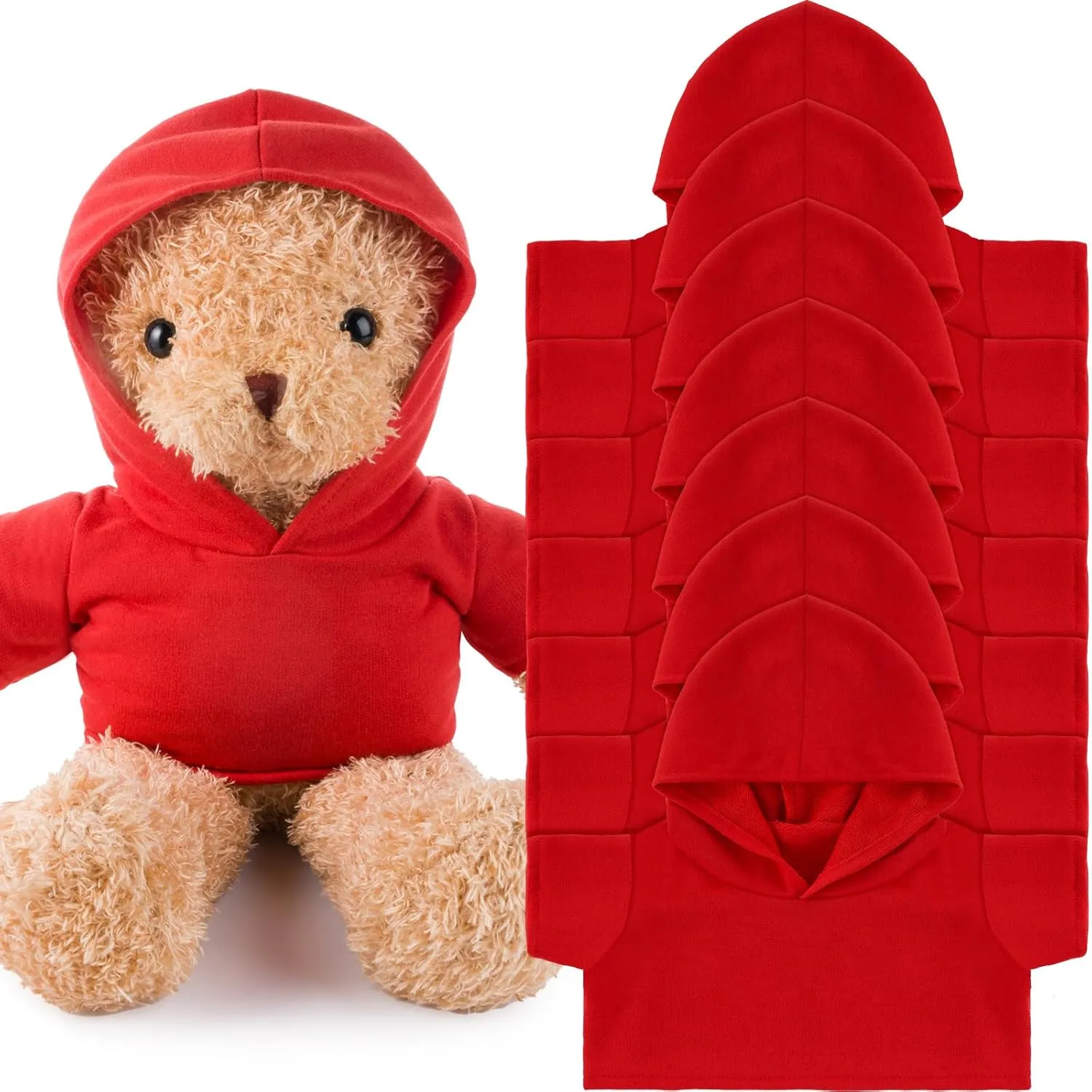 6 PCS Christmas Stuffed Bear Clothes Tee Shirt Red Sublimation Plush Bear Shirts Classic Stuffed Animal Bear T Shirts Hoodie 14-18 Inches Stuffed Bear Dolls