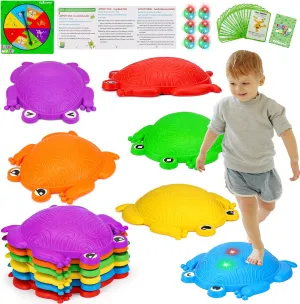 6 PCS Kids Stepping Stones Light Up Frog Balance Stones Outside Toys Ages 3-5 4-8 Plastic Jumping Step Stone Indoor Outdoor Sensory Play Toddler Obstacle Course Coordination Game 3 4 5 6 7 Year Old