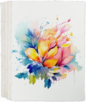 60 Sheets Handmade Watercolor Paper 400 GSM, White Deckled Edge Paper, 6 x 8 Inch Cotton Textured Paper Vintage Handmade Deckled Edge Watercolor Paper for Invitations, Writing, Drawing, Crats