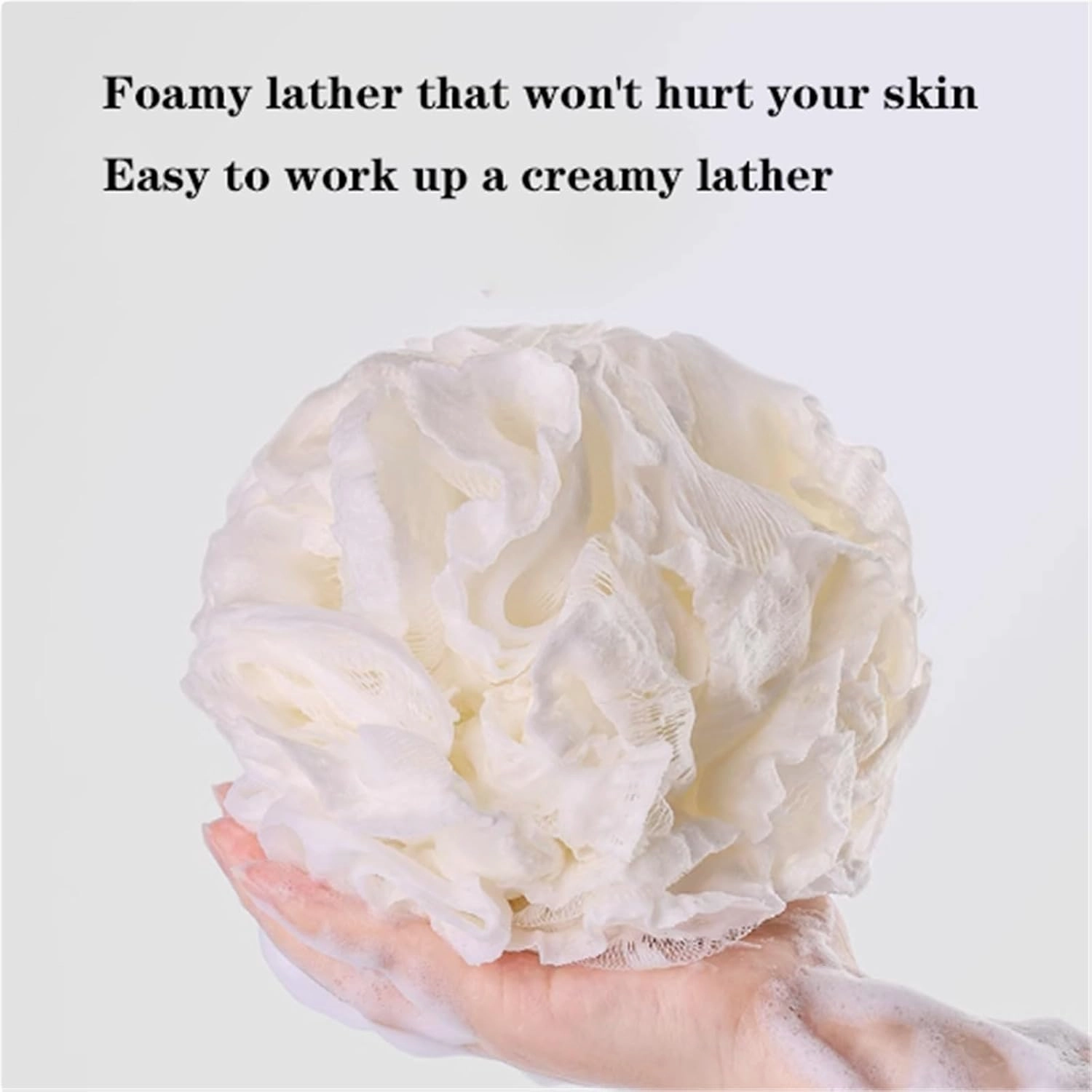 60g Loofah Sponge, Exfoliate, Strongly Tied, Soothe Skin, Bath Mesh Pouf Shower Ball, Foam Up in 3 Seconds, for Women and Men, 2 pcs(C)