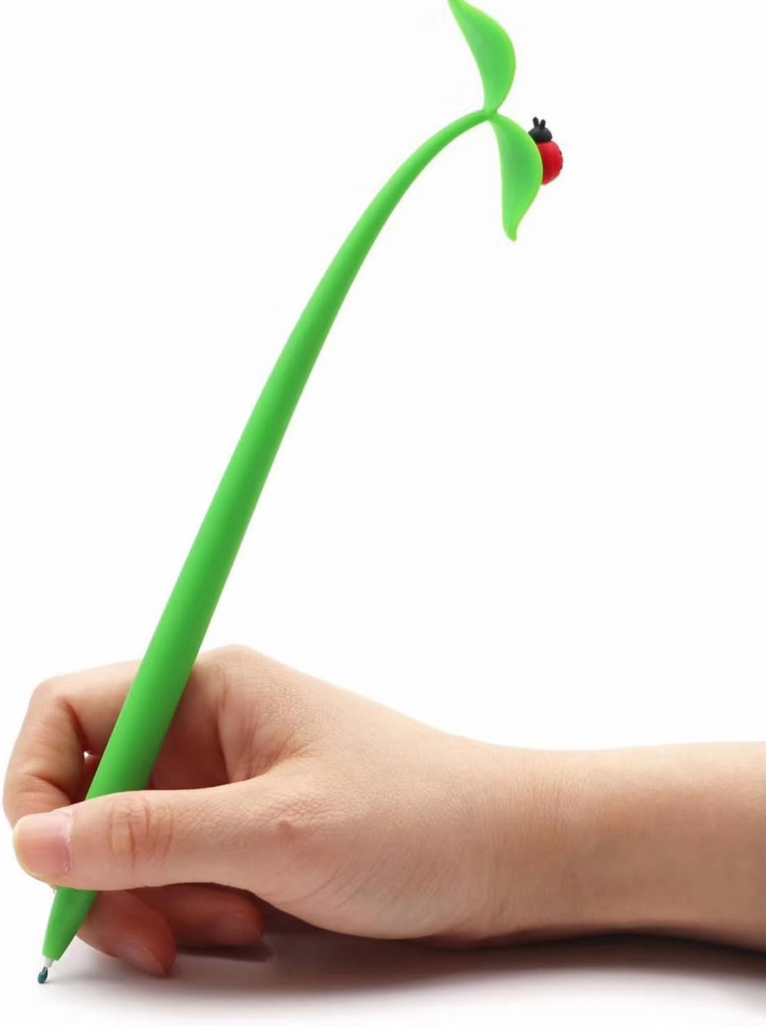 6 PCS Novelty Grass Pens with Bendable Leaves, Cute Insects, and Black Ink 0.5mm - Bee, Caterpillar & Ladybug Silicone Floral Pens for Students, Office, Home Stationery Gifts