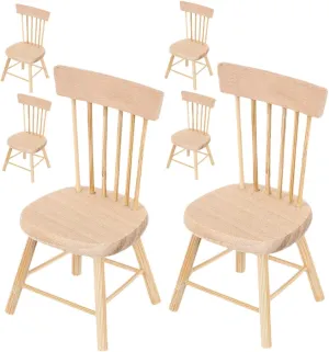 6pcs Dollhouse Chair Miniature Dollhouse Mini Furniture Mini Bookcase Dollhouse Wooden Chairs Dollhouse Armchair 1/12 Chairs Mini House Wood Chair Simulation Mini Chair Counter