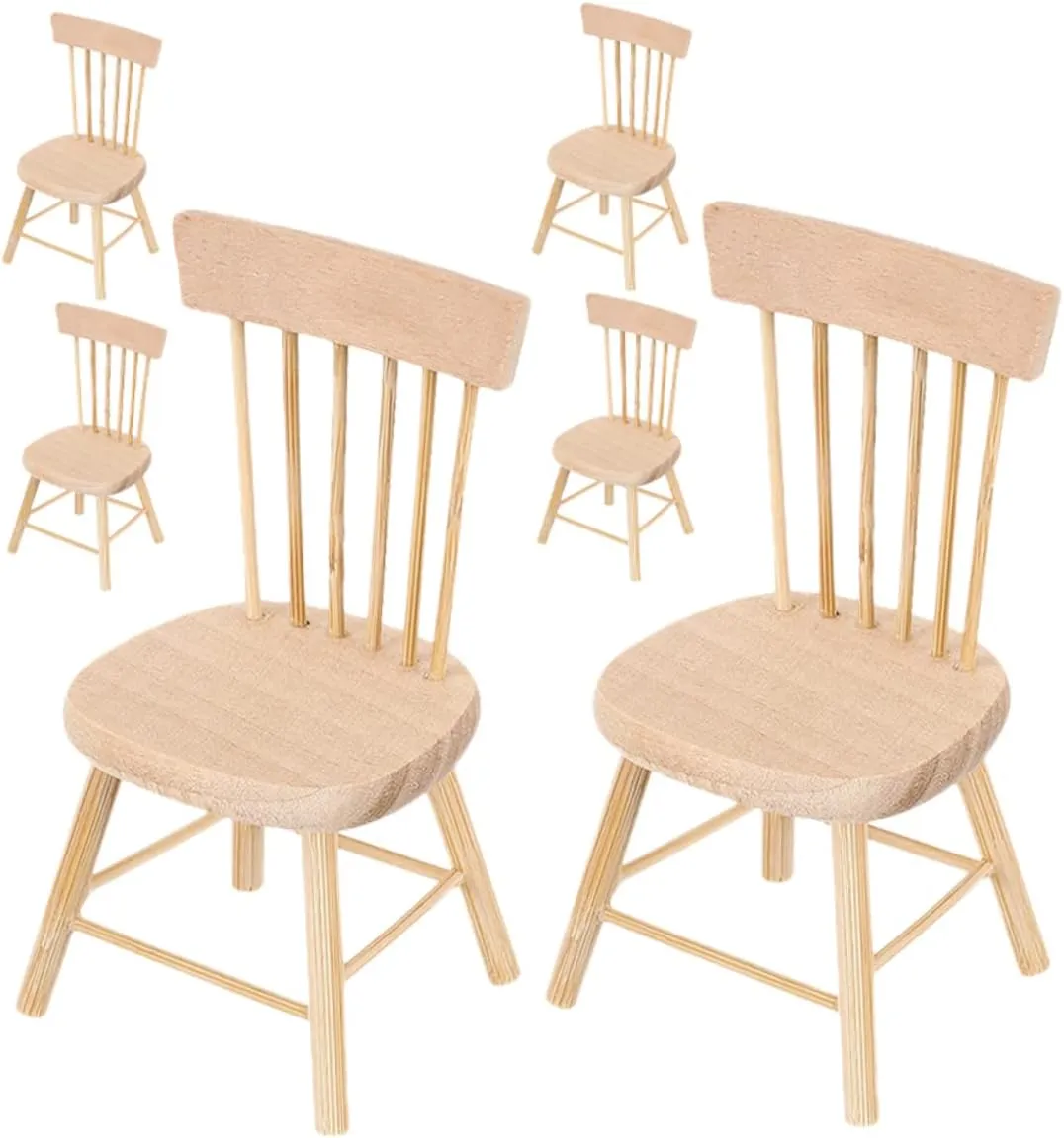 6pcs Dollhouse Chair Miniature Dollhouse Mini Furniture Mini Bookcase Dollhouse Wooden Chairs Dollhouse Armchair 1/12 Chairs Mini House Wood Chair Simulation Mini Chair Counter