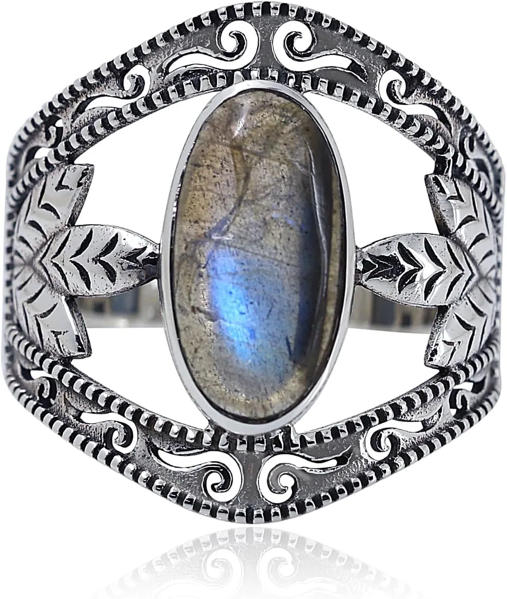 6x12 mm Labradorite Designer Ring Gemstone Jewelry