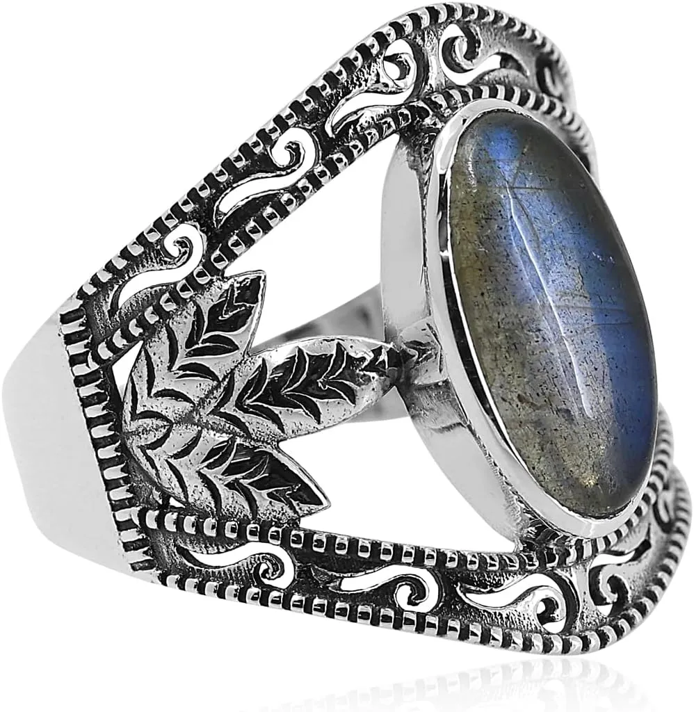 6x12 mm Labradorite Designer Ring Gemstone Jewelry