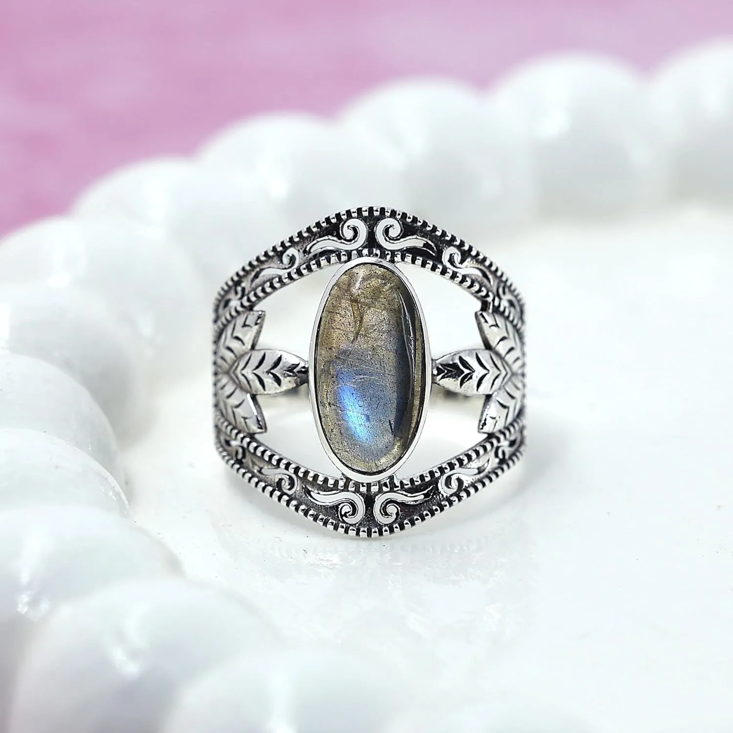 6x12 mm Labradorite Designer Ring Gemstone Jewelry