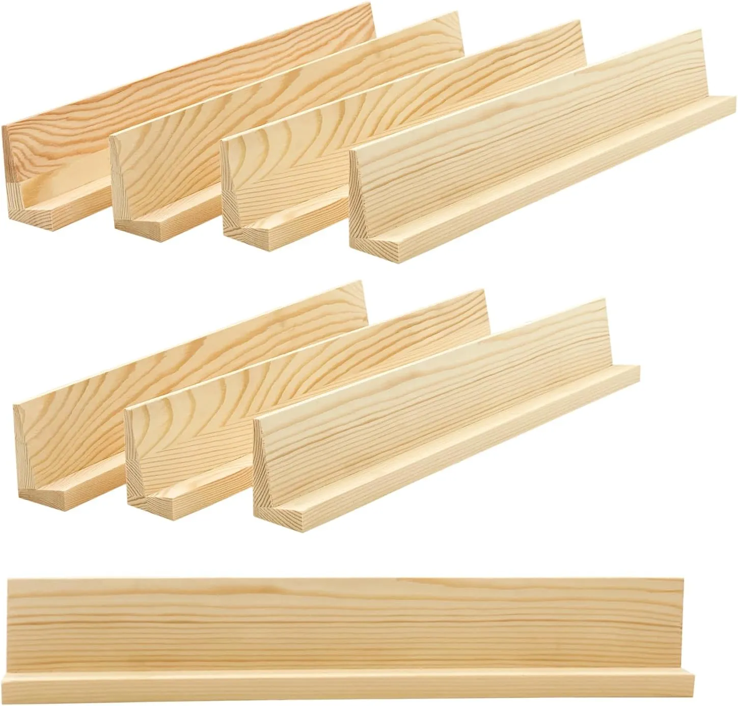 8 Pack Wooden Domino Racks 13.3 Inches Unfinished Wood Tiles Holders Natural Wood Racks