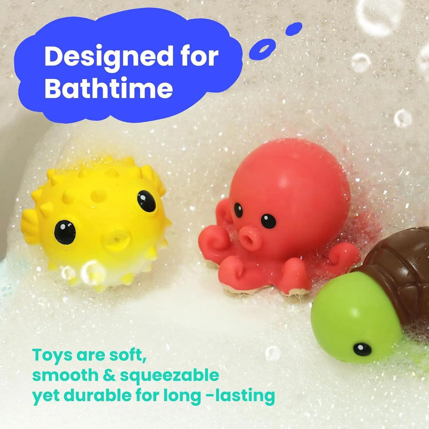 8 PCS Ocean Animal Bath Toys Mold Free Infant Bath Tub Toys for 12 Months - No Hole Bathtub Toys for Toddlers 1-3 Water Pool Toys for Baby Toddler Ages 1 