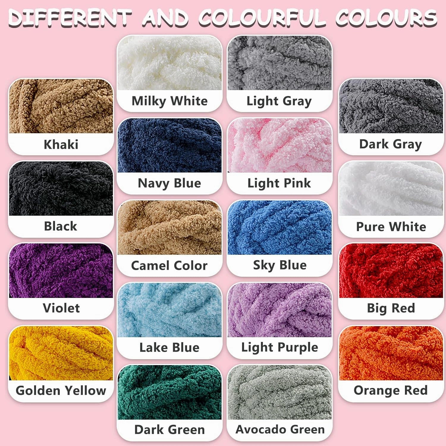 8 Pack Chunky Yarn for Hand Knitting - Chunky Chenille Yarn for Crocheting - Fluffy Yarns for Crochet - Jumbo Yarns for Hand Knitting 28.4 Yds 7.7 Oz Per Roll (8, Big Red-Milky White)