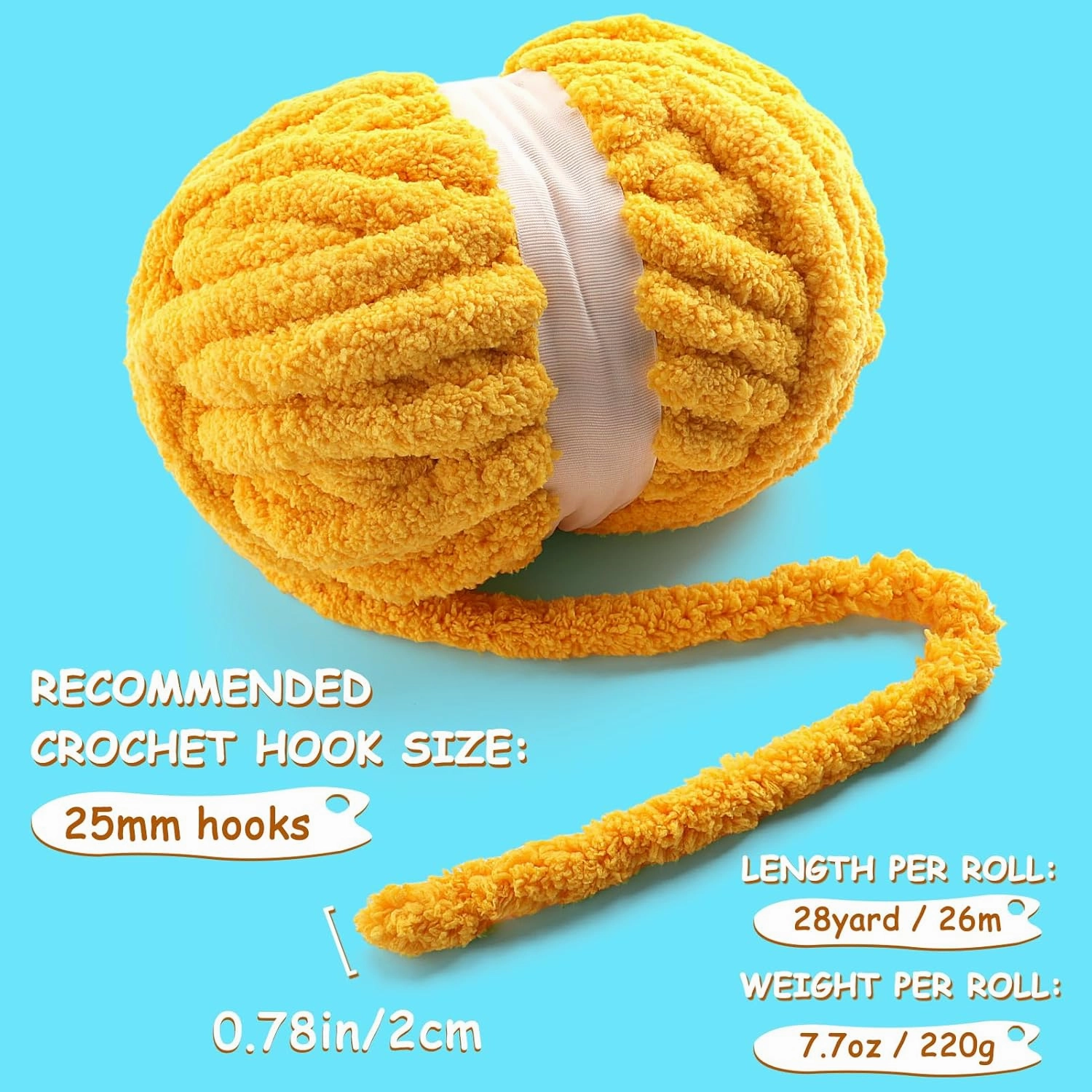 8 Pack Chunky Yarn for Hand Knitting - Chunky Chenille Yarn for Crocheting - Fluffy Yarns for Crochet - Jumbo Yarns for Hand Knitting 28.4 Yds 7.7 Oz Per Roll (8, Khaki-White)