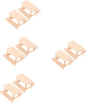 8pcs Mini Wooden Furniture for Dollhouse Charming Table and Chair Model Dollhouse Layout Prop Miniature Decoration for Creative Displays