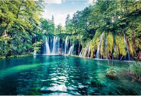 8x6ft Nature Green Jungle Waterfall Backdrop Woodland Spring Summer Forest Lake Mountain River Wedding Photography Background Rustic natural Landscape Outdoor Video Shoot Vinyl Studio Props