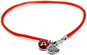 Abundance & Success Red Silk String Coin Charm Anklet Jewelry for Women in Sterling Silver - 9.5" in Length Ankle Bracelet - Evil Eye Jewelry Gift for Mom, Wife, Girlfriend, BFF