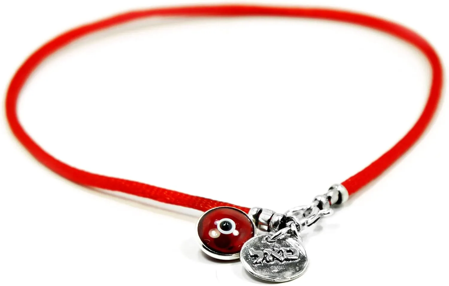 Abundance & Success Red Silk String Coin Charm Anklet Jewelry for Women in Sterling Silver - 9.5" in Length Ankle Bracelet - Evil Eye Jewelry Gift for Mom, Wife, Girlfriend, BFF
