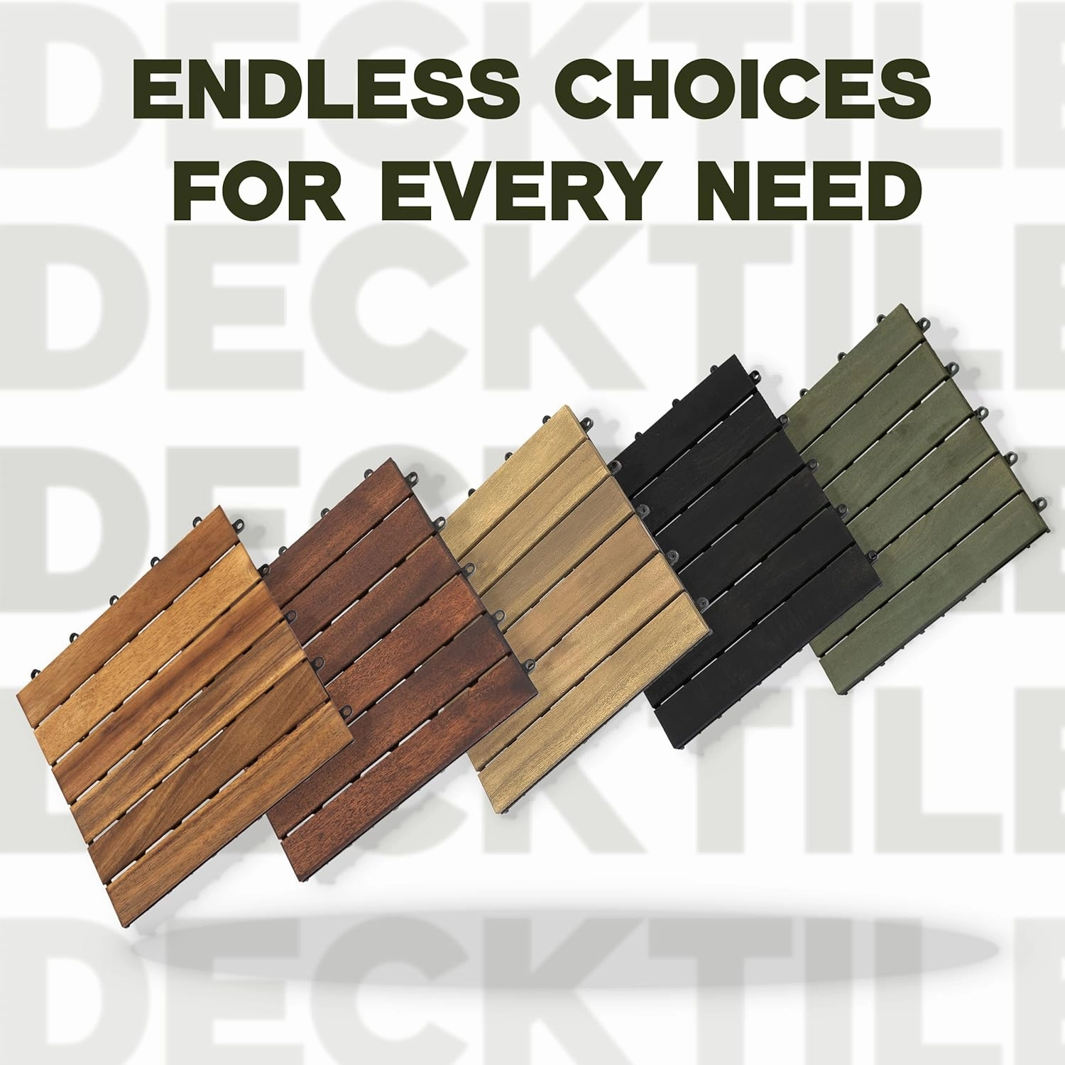 Acacia Wood Patio Deck Tiles - 9 Pcs 6 Slats Interlocking Decking Tiles for Patio Decor, Waterproof Indoor & Outdoor Use, Balcony Garden Decking Tile (12.24*12.24*0.75 inches) Natural