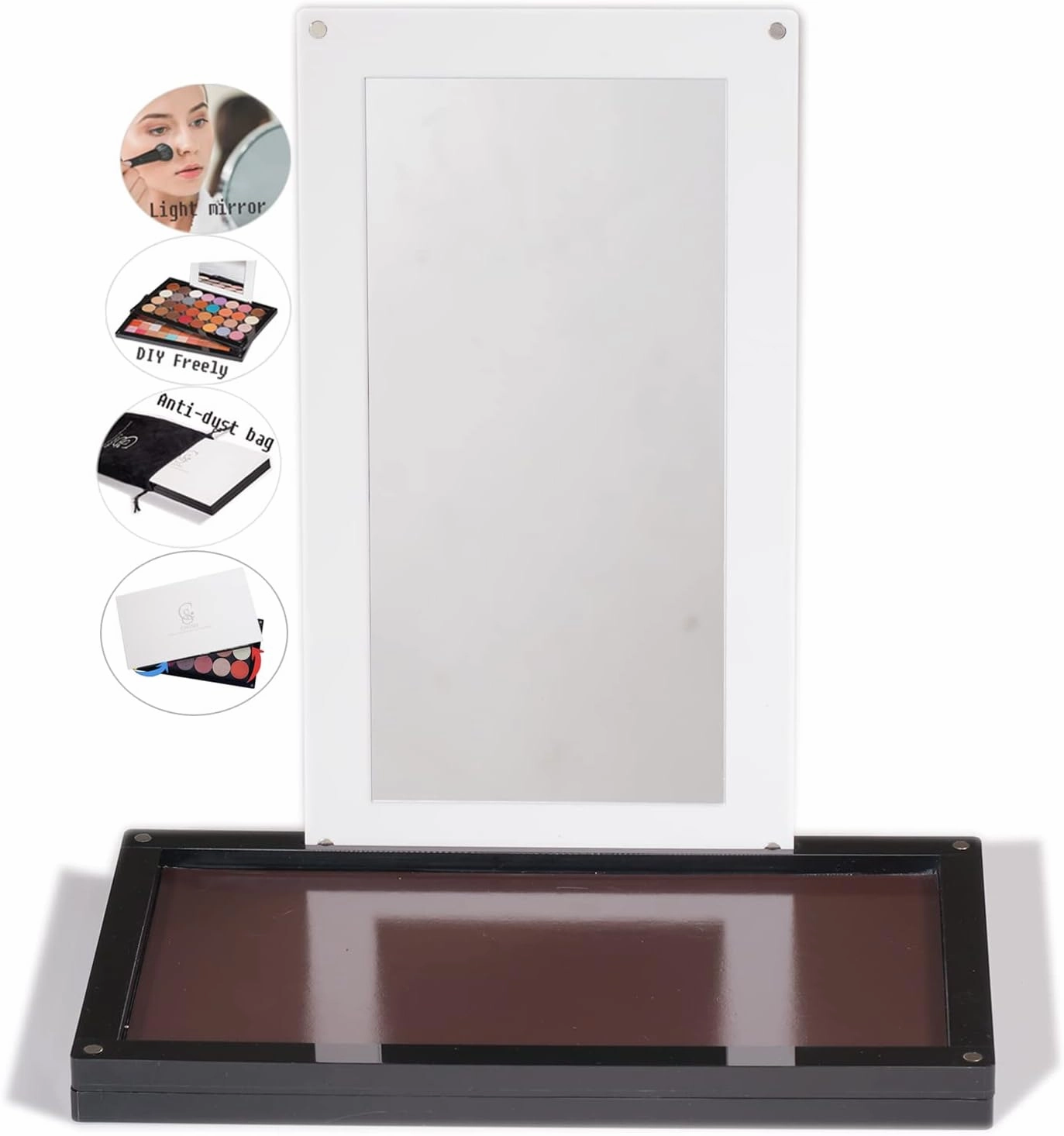 Acrylic Magnetic Eyeshadow Palette empty Makeup Palette with makup mirror stackable 2 layers overlap (dABL2)