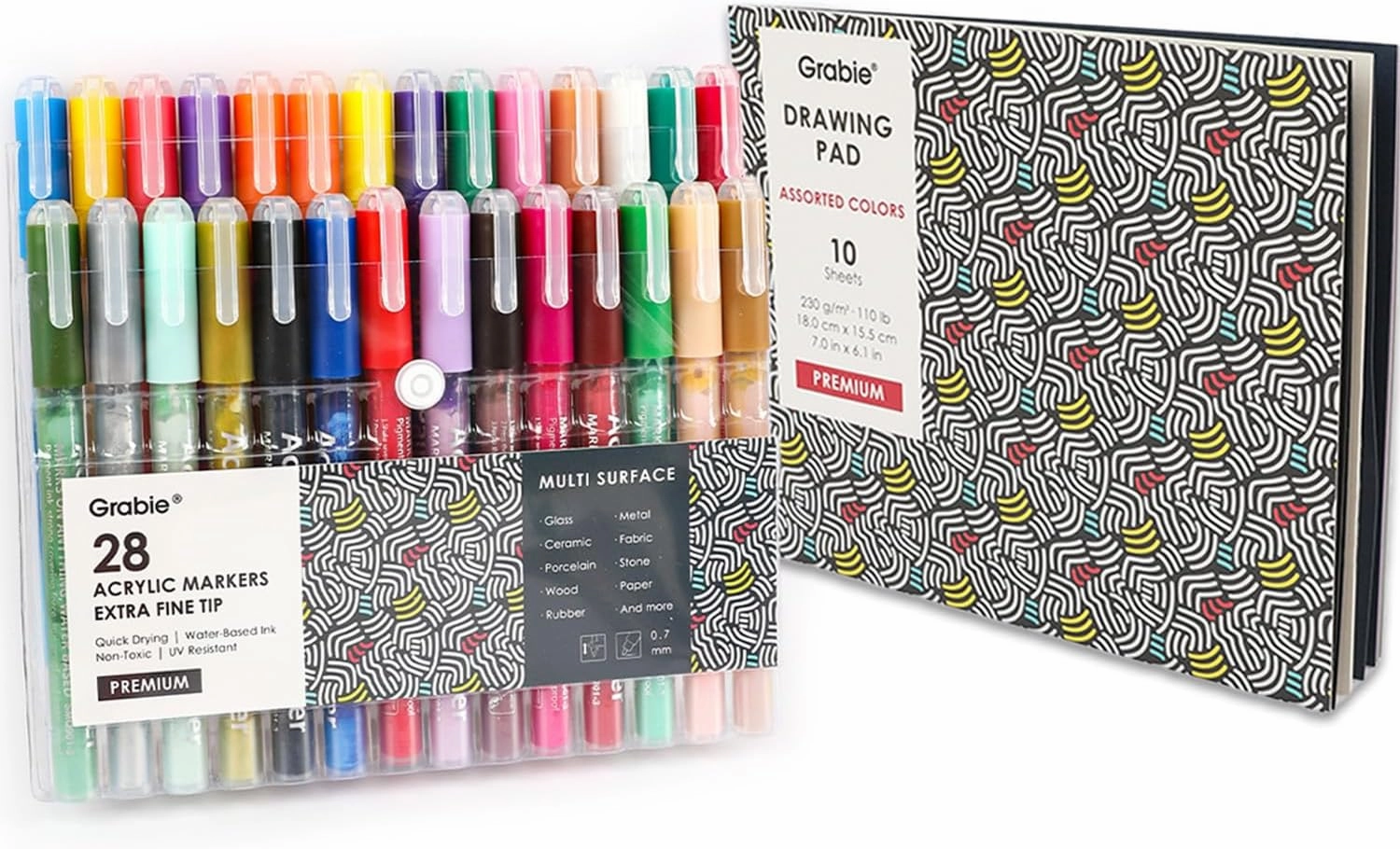 Acrylic Paint Pens - 28 Color Extra Fine Tip Markers for Painting Various Surfaces - Premium Art Supply Set