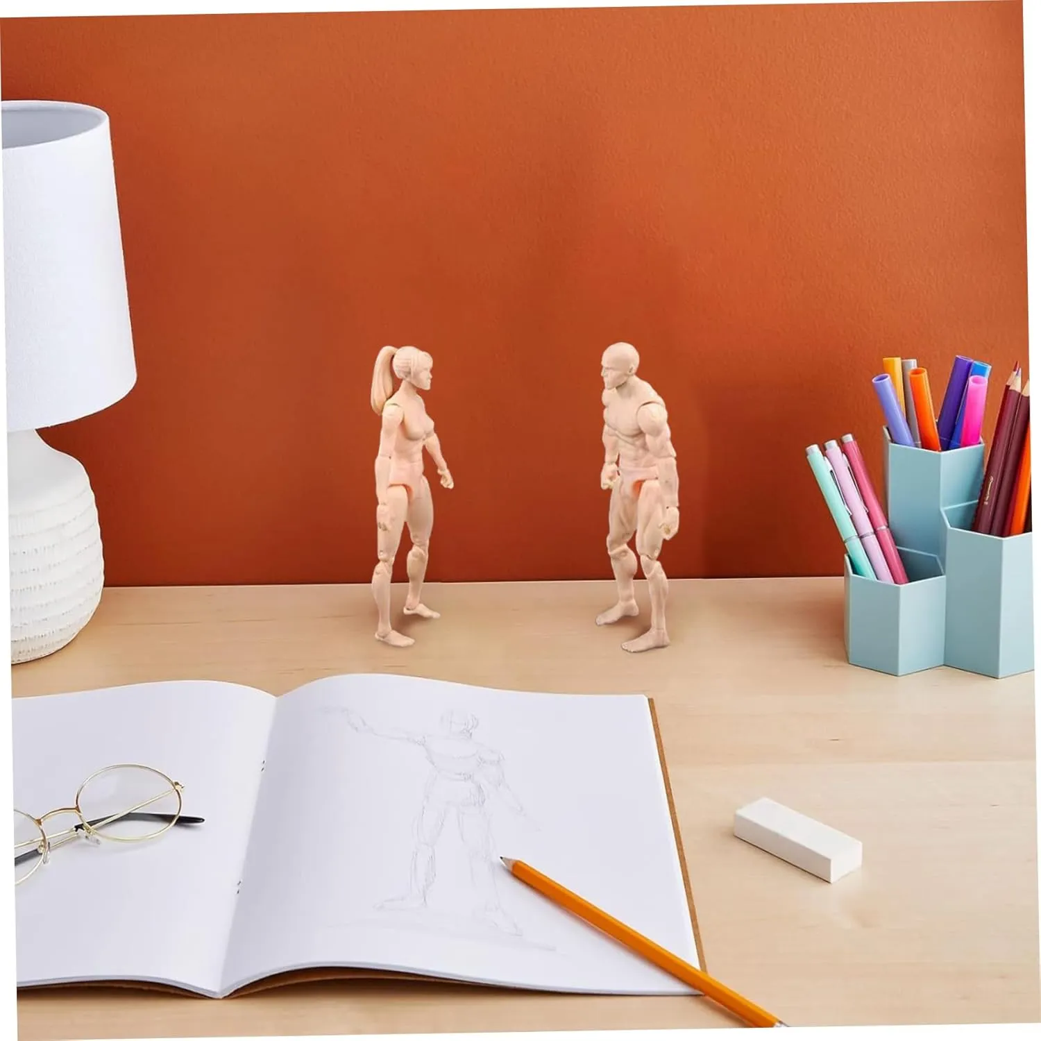 Action Figure Body, 4.1 Inch PVC Blank Action Figure, DIY Poseable Figure, Collectible Painting Drawing Figure for Exhibition, Play, Modeling, Scene Play, Skin Color/Male