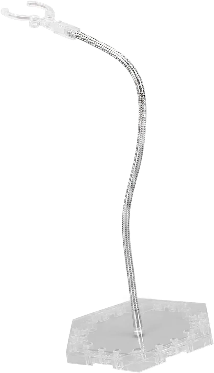 Action Figure Stand with Adjustable Metal Support Arm, Action Figure Display Holder Stand Base Compatible for 6inch Doll (Clear)