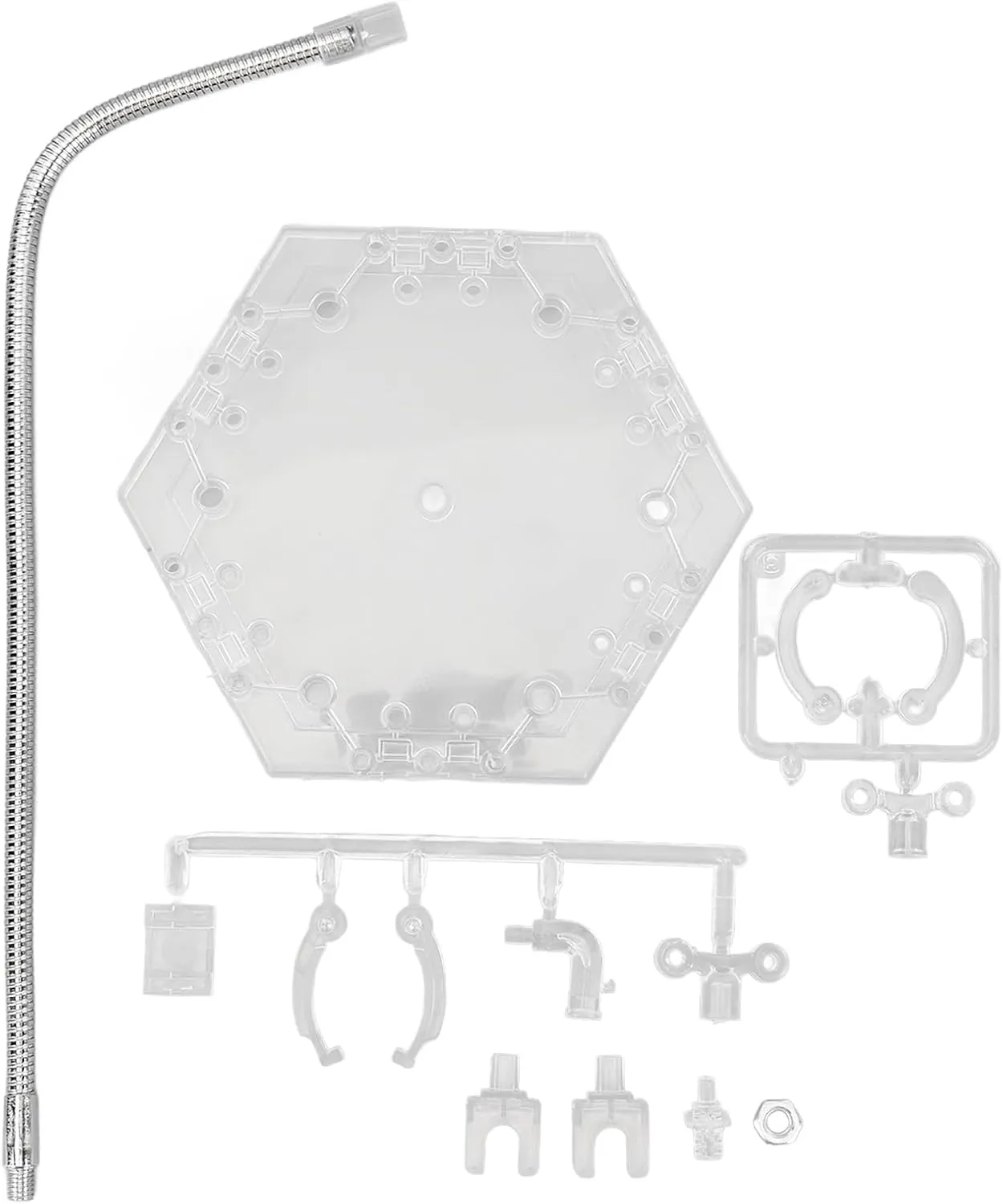 Action Figure Stand with Adjustable Metal Support Arm, Action Figure Display Holder Stand Base Compatible for 6inch Doll (Clear)