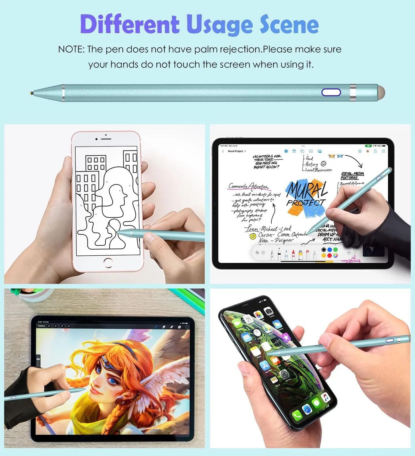 Active Stylus Pen for Touch Screens, Dual Pen Tips for Drawing &Writing,High Precise Universal Digital Pencil for i-Pad Air/Pro/Mini, A-pple i-Phone 16/15/14/13/12/11/X/8,Tablet/Phone/Sam-sung/K-indle
