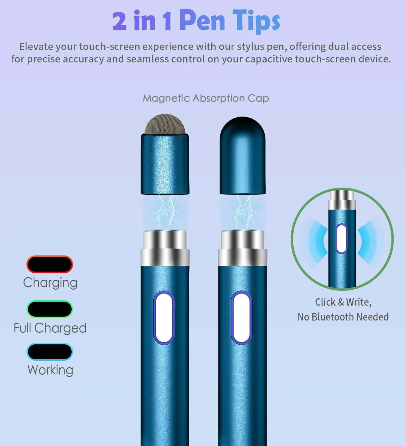 Active Stylus Pen for Touch Screens, Dual Pen Tips for Drawing &Writing,High Precise Universal Digital Pencil for i-Pad Air/Pro/Mini, A-pple i-Phone 16/15/14/13/12/11/X/8,Tablet/Phone/Sam-sung/K-indle
