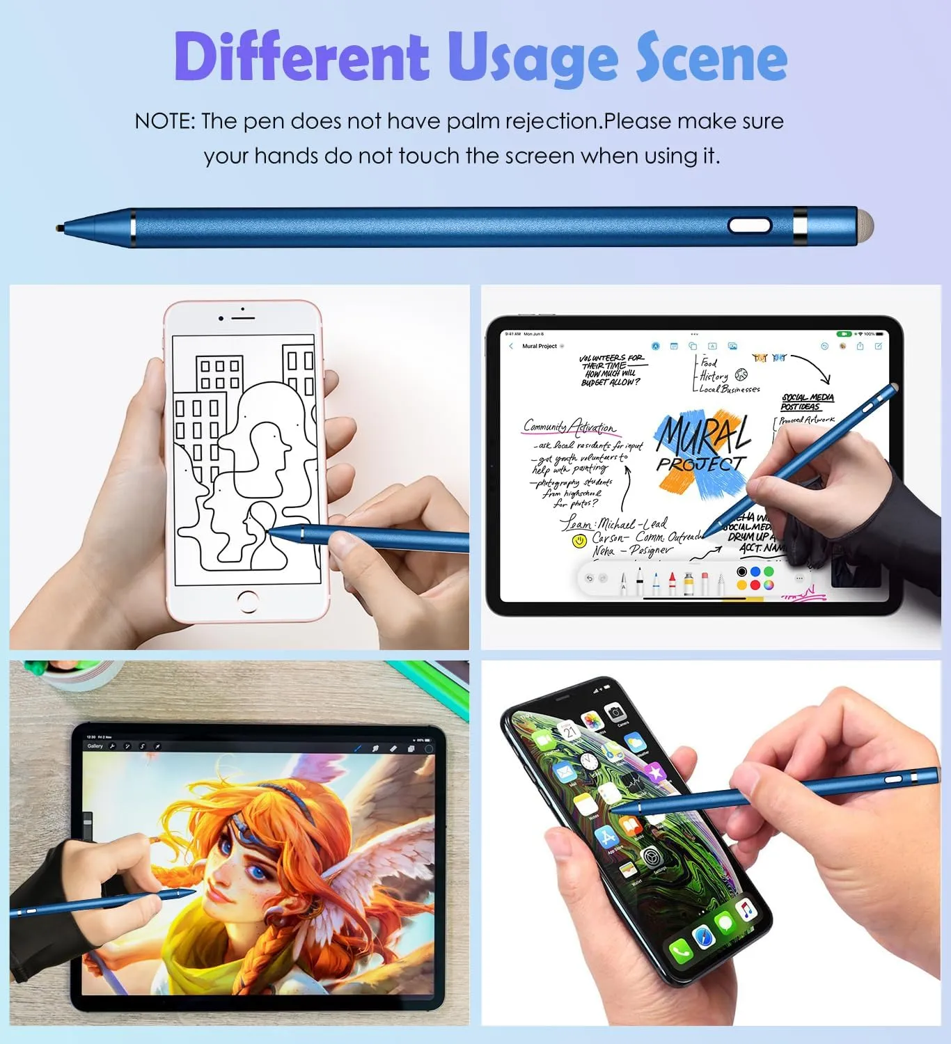 Active Stylus Pen for Touch Screens, Dual Pen Tips for Drawing &Writing,High Precise Universal Digital Pencil for i-Pad Air/Pro/Mini, A-pple i-Phone 16/15/14/13/12/11/X/8,Tablet/Phone/Sam-sung/K-indle