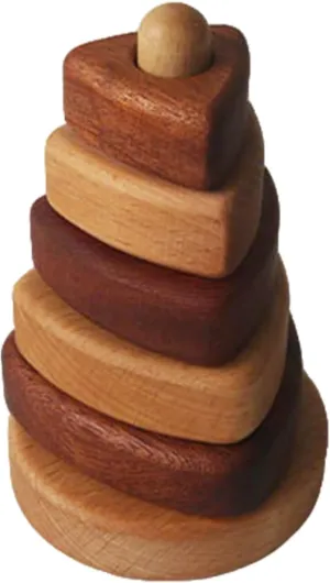 Adena Montessori Ring Natural Wood-Colored Wooden Stacking Toy,Montessori Geometric Stacker Wooden Educational Toy,Baby and Toddler Ages 12  Months Shape Sorter and Stacking Tower for Babies(Triangle)