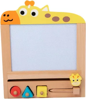 Adena Montessori Wooden Magnetic Drawing Board for Toddlers,4 Colors 10×12in Writing Painting Doodle Pad with 3 Stamps for Kids, Learning Educational Toy Etch Sketch Gift for Girls Boys(Giraffe)