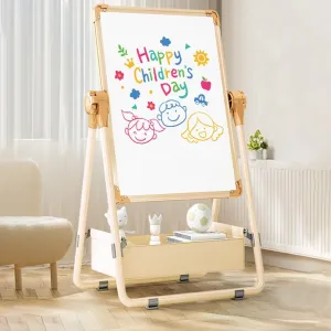 Adjustable Kids Drawing Easel with Magnetic Whiteboard&Chalkboard Double Sided Drawing Board Easy to Clean 360 ° Rotating, Ideal Christmas Gift for Children 36  Months（50"X22.8"）