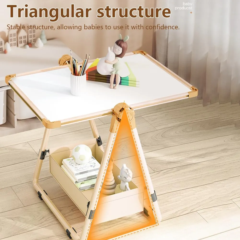 Adjustable Kids Drawing Easel with Magnetic Whiteboard&Chalkboard Double Sided Drawing Board Easy to Clean 360 ° Rotating, Ideal Christmas Gift for Children 36  Months（53.9"X22.8"）
