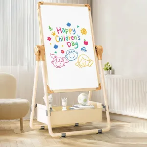 Adjustable Kids Drawing Easel with Magnetic Whiteboard&Chalkboard Double Sided Drawing Board Easy to Clean 360 ° Rotating, Ideal Christmas Gift for Children 36  Months（53.9"X22.8"）