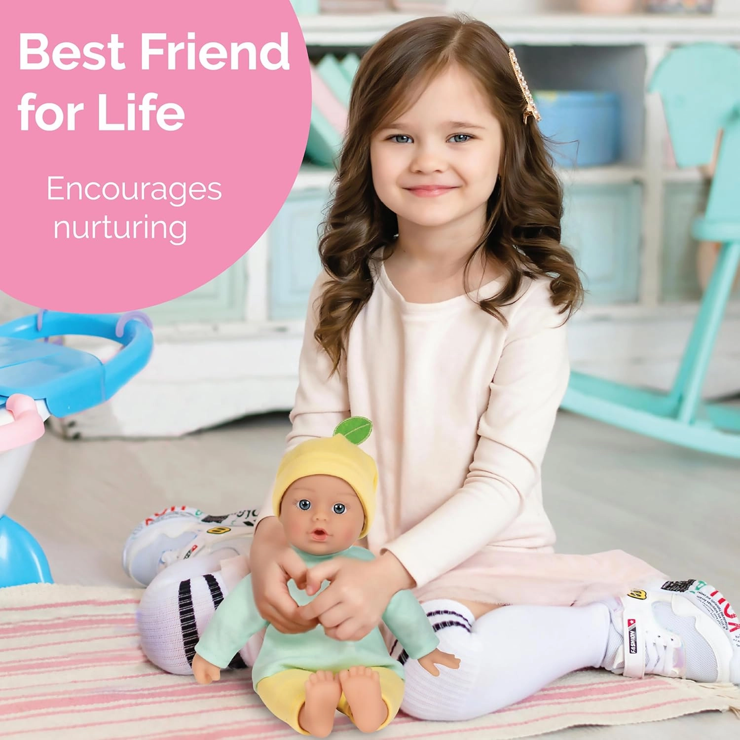 Adora Sweet Baby - 11” Soft & Cuddly Baby Doll, Realistic Features, Gentle Scent, Machine Washable, Lightweight & Easy to Hold | Adorable Playmate (Banana)