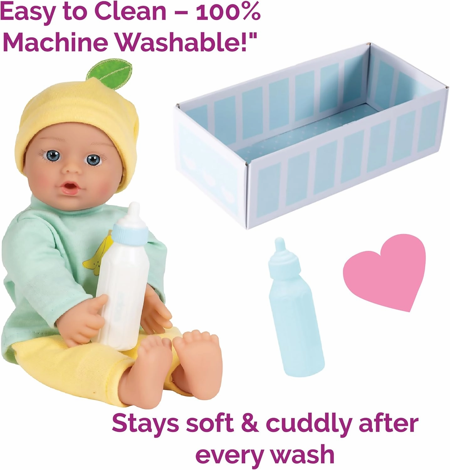 Adora Sweet Baby - 11” Soft & Cuddly Baby Doll, Realistic Features, Gentle Scent, Machine Washable, Lightweight & Easy to Hold | Adorable Playmate (Banana)