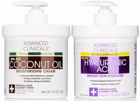 Advanced Clinicals Coconut Oil Moisturizing Cream   Hyaluronic Acid Hydrating Cream Set