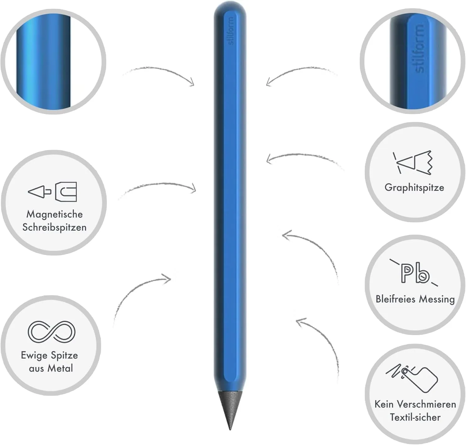 AEON Pure Pencil - Precision Milled Aluminum with Switchable Magnetic Tips and Anit-Roll Chamfers - Award Winning Design (Night Sky)