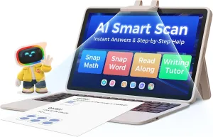 AI Kids Tablet with Scanner - 50000  Content AI Tutor Learning Tablet with ELA, Math, ABC, Word, Read, Phonics, STEM for Homeschooler Educational Study for PreK - G6 (TalPad T100 with Keyboard)