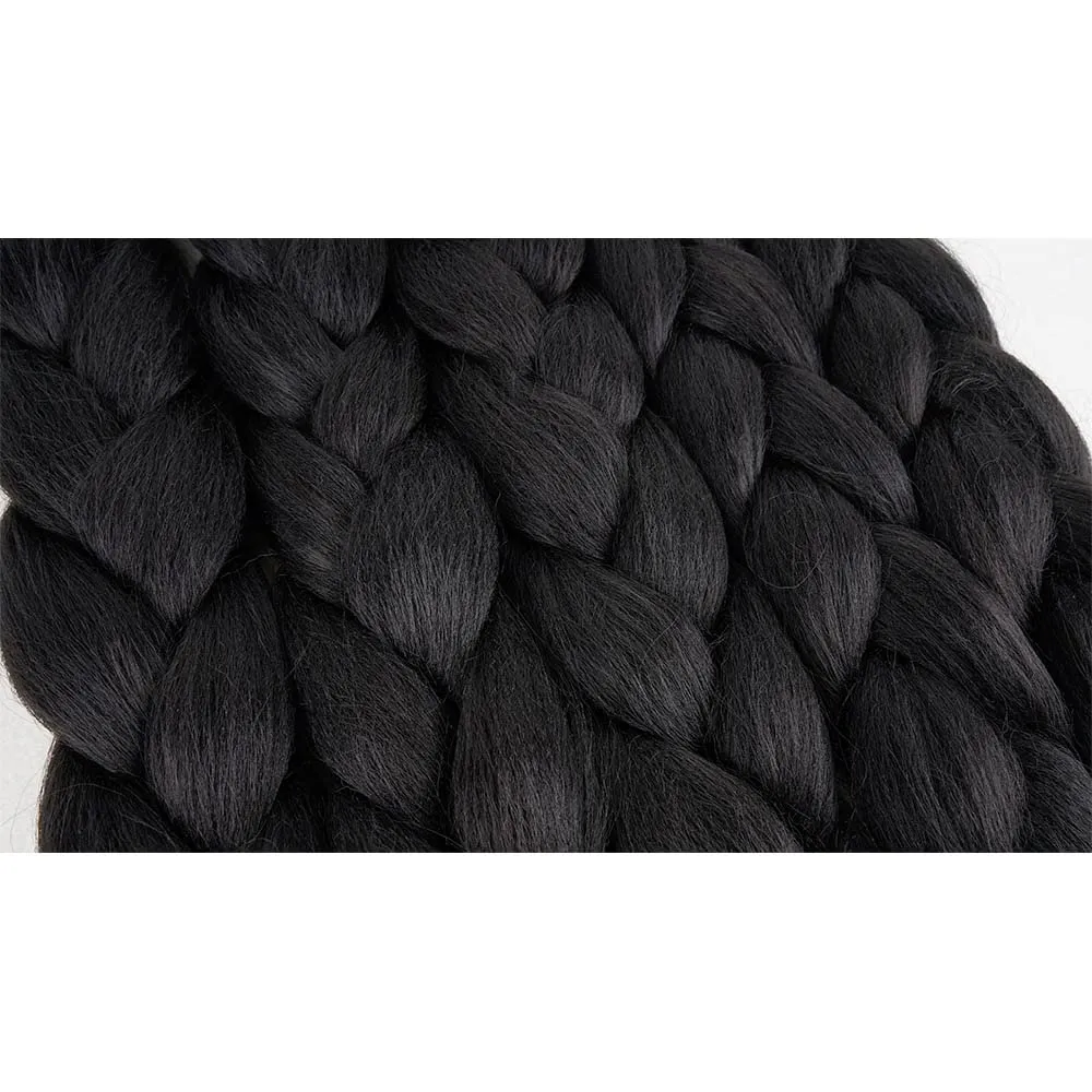 AIDUSA Solid Colors Braiding Hair 5pcs Synthetic Afro Braid Hair Extensions 24 Inch 1 Tone for Women Braids Twist Crochet Braids 100g(#1B Natural Black)