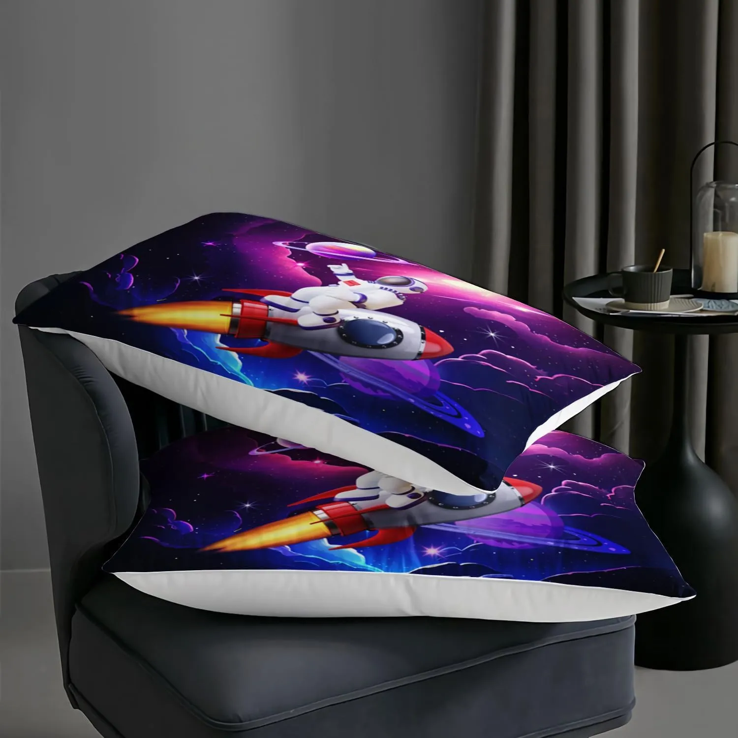 AILONEN Astronaut Comforter Set Full Size, Astronaut Space Rocket Bedding Set for Kids Boys Girls,Universe Planet Duvet Set,Outer Space Galaxy Themed Bed in a Bag,3 Pieces,1 Quilt and 2 Pillowcases