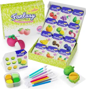 Air Dry Modeling Clay for Kids - Nutrition Planet, 12 Boxes Clay Kit with 9 Tools & Tutorials, Soft DIY Craft Kit for Art Projects, Creative Gift for Boys & Girls Ages 3 