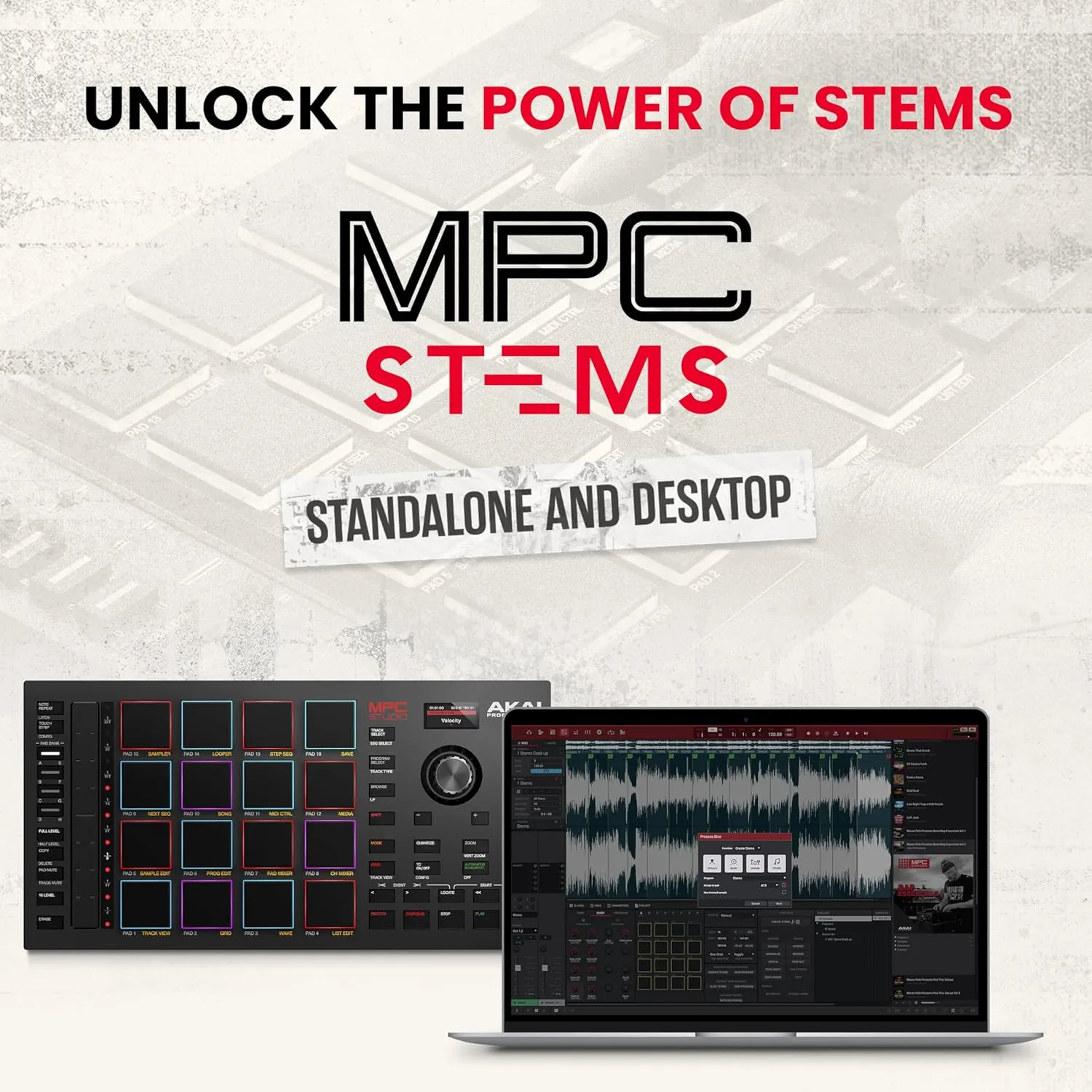 Akai Professional MPC Studio MIDI Controller Beat Maker with 16 Velocity Sensitive RGB Pads, Full MPC 2 Software, assignable Touch Strip & LCD Display