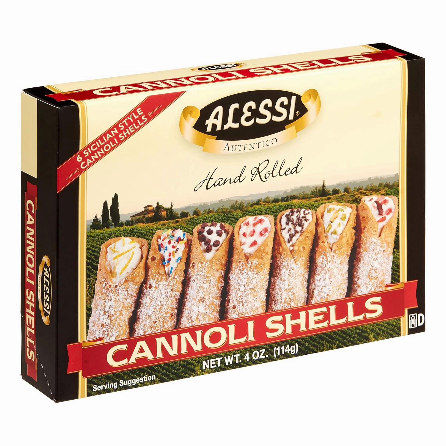ALESSI CANNOLI 2-Pack of Large Sicilian Style Hand Rolled Shells Imported from Italy 4oz