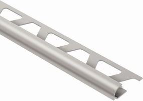 All-in-one RONDEC RO80AT Tile Edge Protection Profile 8' 2-1/2" (2.5 m) Length and 5/16" (8 mm) Height - Satin Nickel Anodized Aluminum (at), 10 Pcs Pack