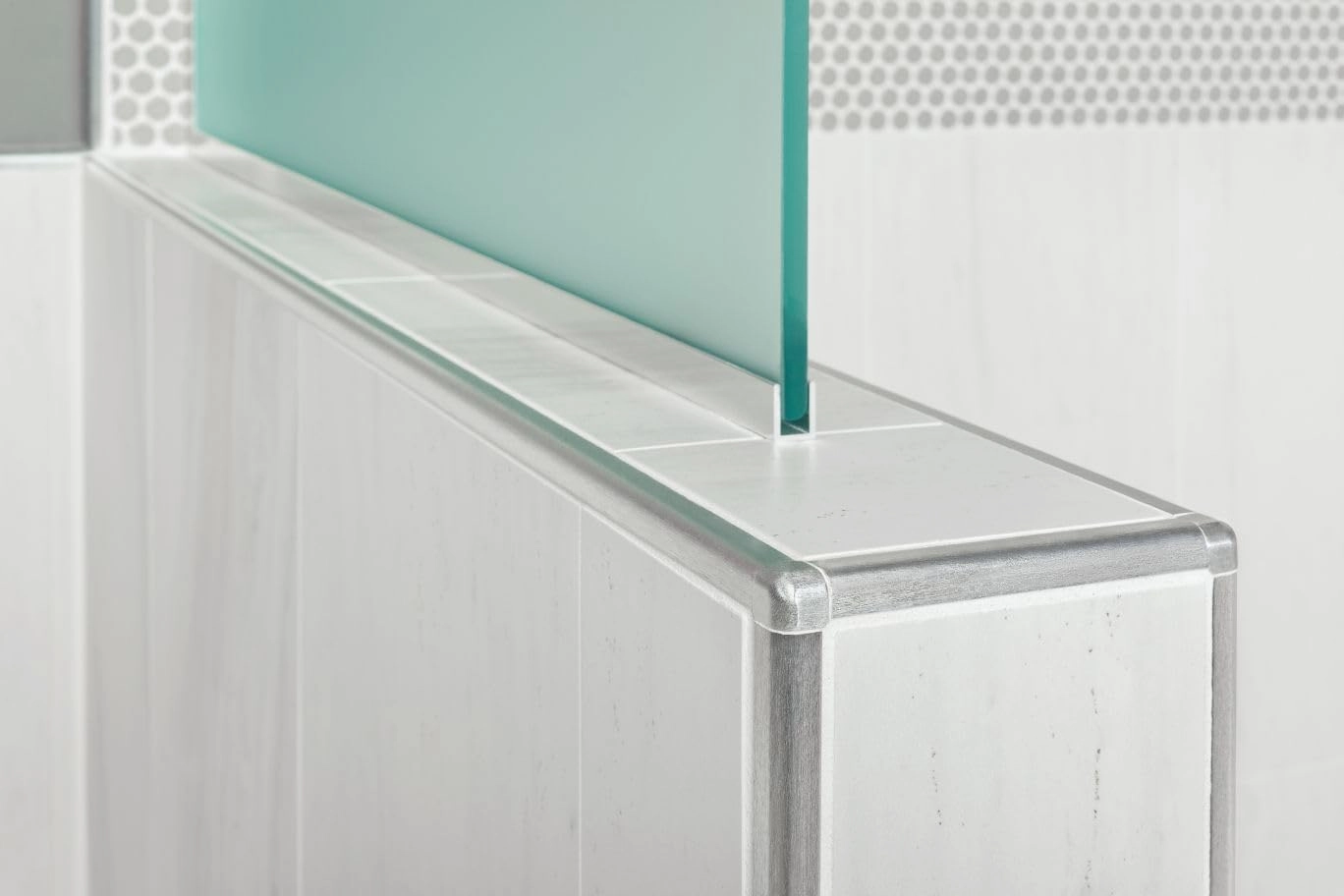 All-in-one RONDEC RO80AT Tile Edge Protection Profile 8' 2-1/2" (2.5 m) Length and 5/16" (8 mm) Height - Satin Nickel Anodized Aluminum (at), 10 Pcs Pack