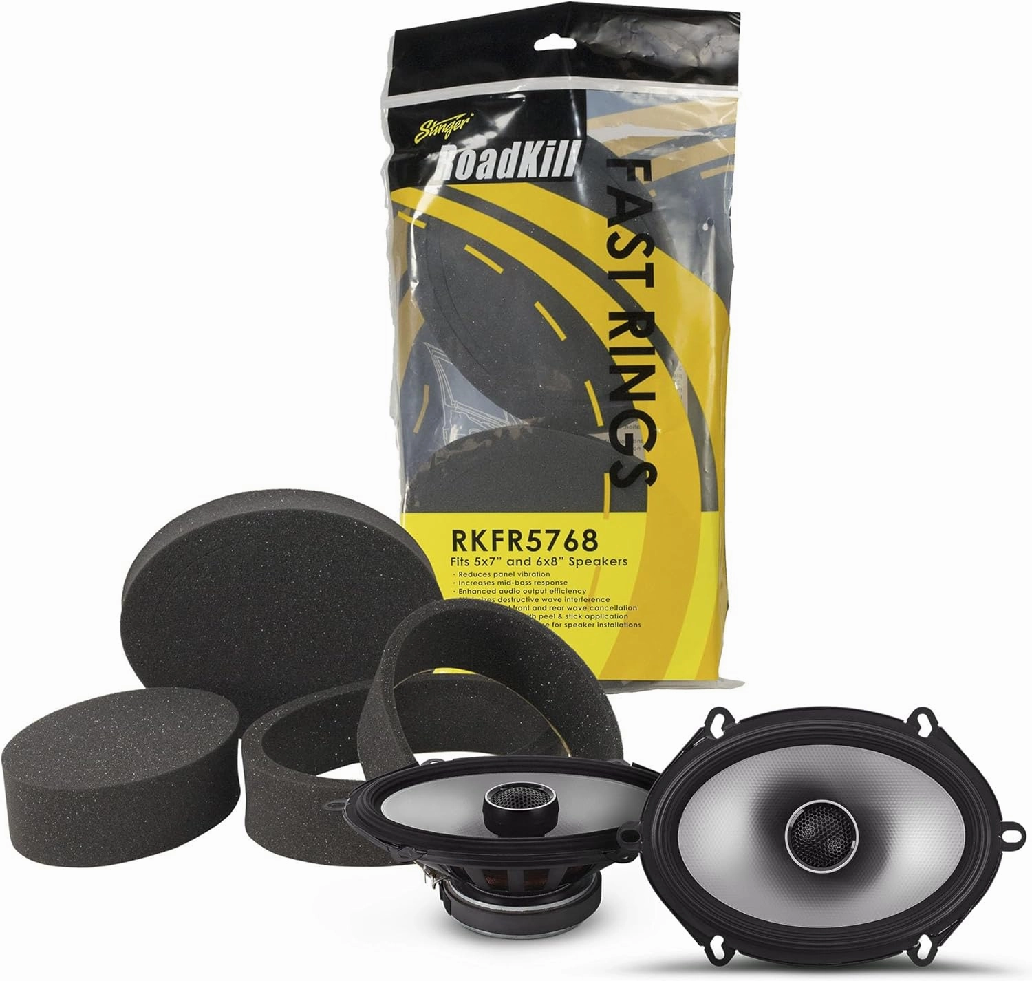 Alpine S2-S68, S Series 6x8 2-Way Hi-Res Speakers   Foam Baffle Kit Bundle