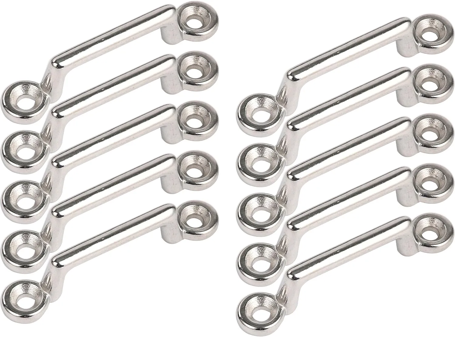 Amarine Made Pack of 10 Stainless Steel Bimini Top Strap, Pad Eye,Footman's Loop for Jeep Corvette, Buggy, Kayak Tie Downs