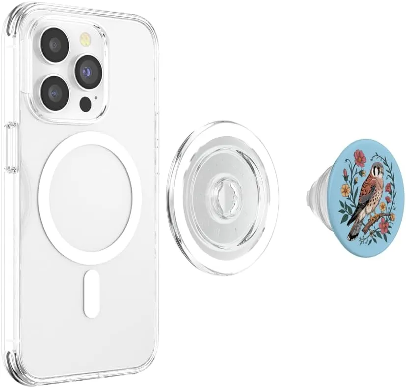 American Kestrel Bird with Wildflowers Wildlife Art PopSockets PopGrip for MagSafe