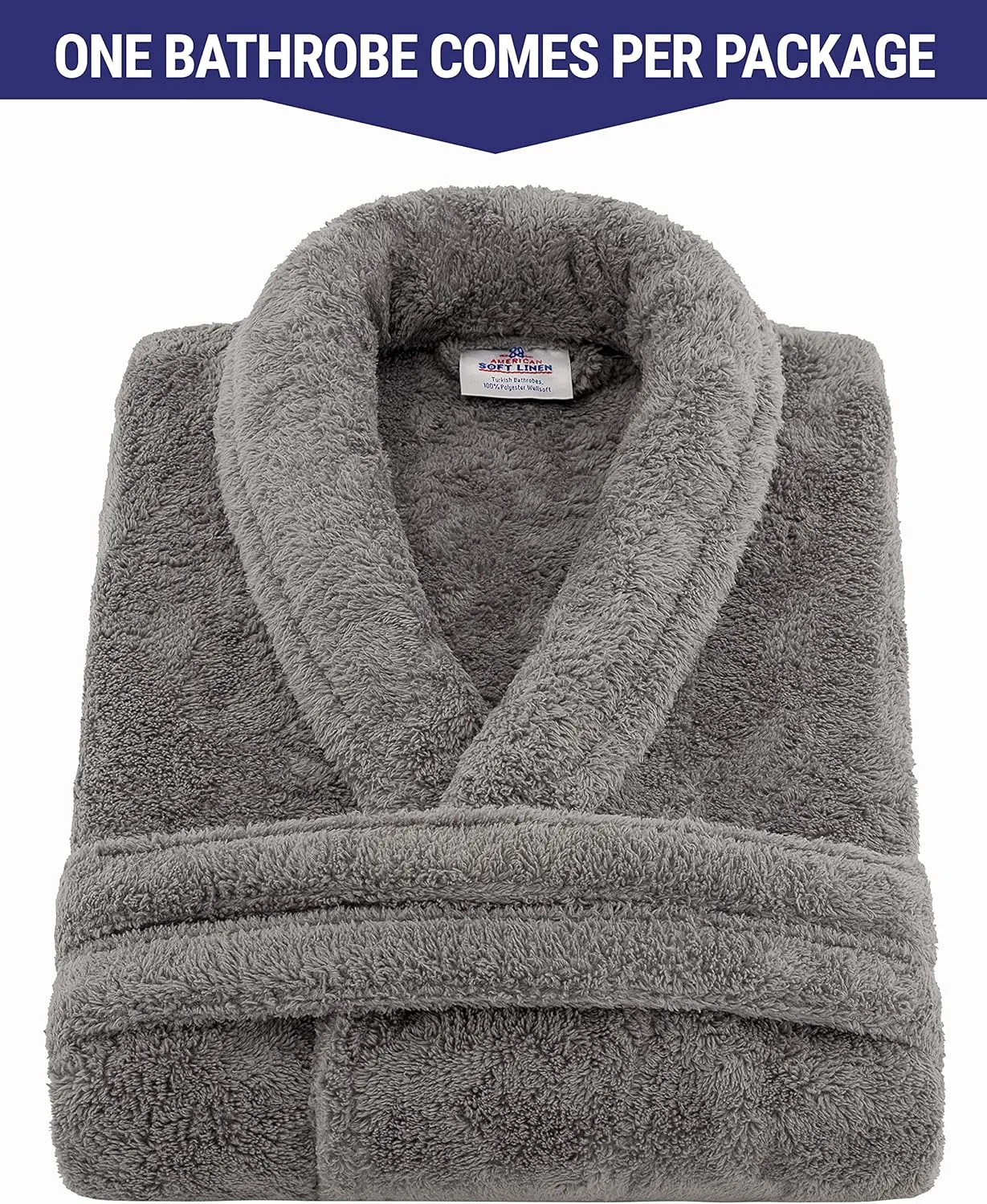 American Soft Linen Warm Fleece Robe, Mens and Womens Robe Fuzzy, 1 Piece Unisex Plush Adult Bathrobe for Bathroom